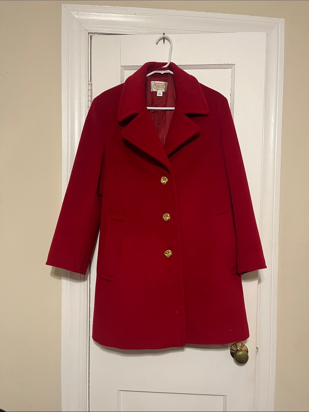 Vintage Red Wool Coat with Gold Buttons